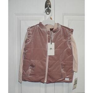 7 For All Mankind Baby Girls Long Sleeve Shirt & Velvet Vest Set in Pink 3T
